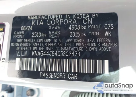 2025 Kia K5 Gt from USA, damaged, VIN KNAG44J84S5302473